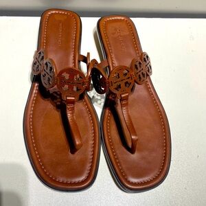 Tory Burch Brown Miller Logo Thong Sandals